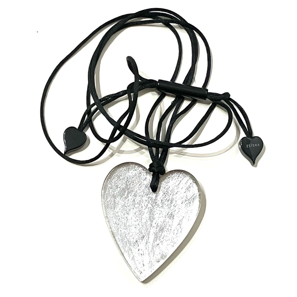 ZSISKA Lucite Foiled Oversize Heart Pendant